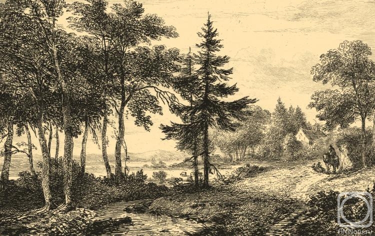 Kolotikhin Mikhail. Landscape with a pine tree and a horseman