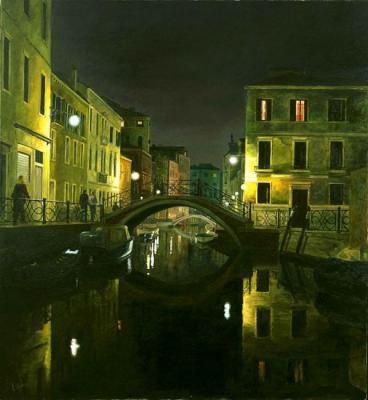 Night bridges of Venice. Obolsky leonid