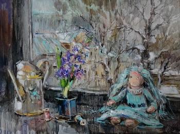 February window with hyacinth. Charina Anna