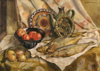 Still life with smoked fish