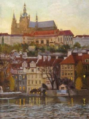 Prague. Twilight on the Vltav. Lapovok Vladimir