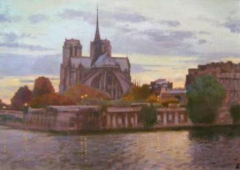 Paris. Twilight. Notre Dame