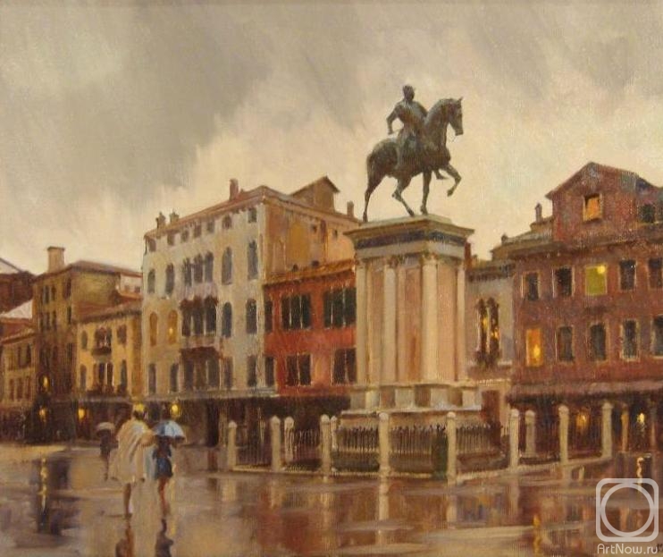 Lapovok Vladimir. Rain in Venice. Monument to Colleone