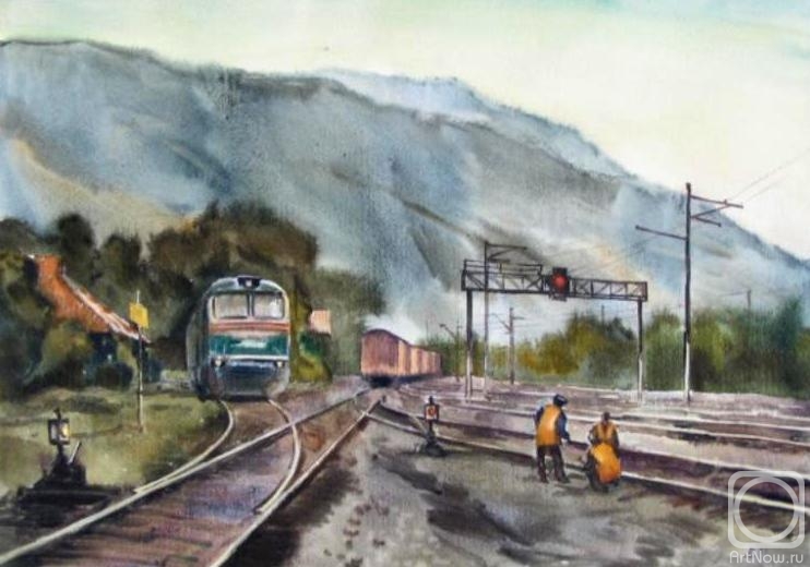 Lapovok Vladimir. Transcarpathia. Railway crossing