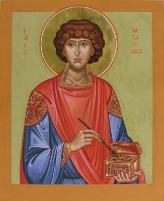 Saint great martyr and healer Panteleymon. Board ( ). Roshina-Iegorova Oksana