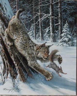 Lynx and squirrel. Danchurova Tatyana