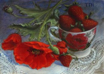 Poppies and strawberries. Kudryashov Galina
