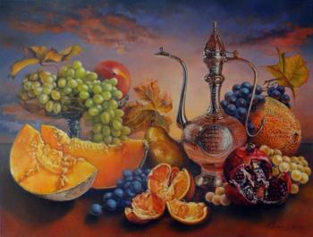 Still life with fruit at dawn. Vlasov Andrej