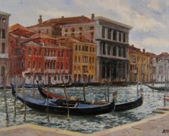 Venice. Gondolas on the Grand Canal. Lapovok Vladimir