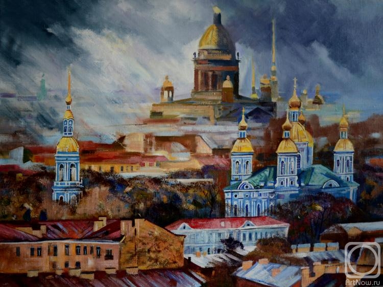 Takhtamyshev Sergey. View of St. Petersburg on St. Nicholas and St. Isaac's Cathedrals