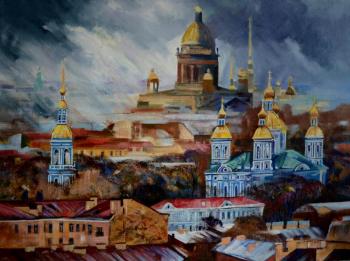 View of St. Petersburg on St. Nicholas and St. Isaac's Cathedrals. Takhtamyshev Sergey