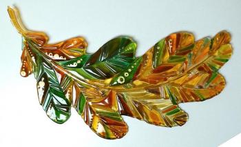Fusing-panel "Oak Leaf" glass. Repina Elena