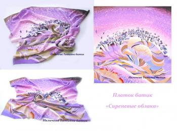 Batik-scarf "Lilac Clouds"
