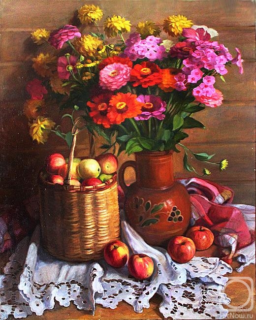 Shumakova Elena. Garden bouquet and apples