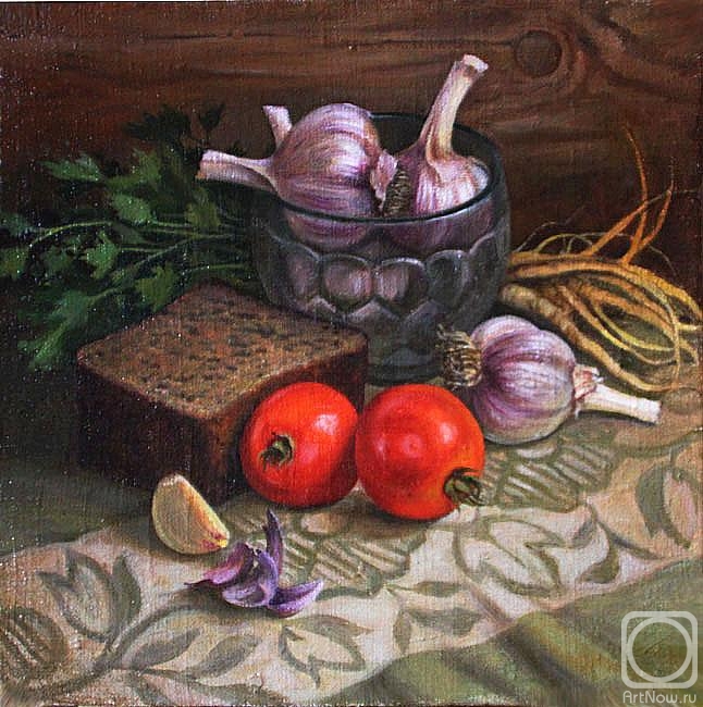 Shumakova Elena. Still life with garlic