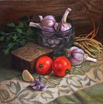 Still life with garlic. Shumakova Elena