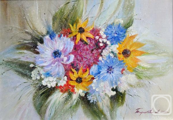 Biryukova Lyudmila. Bouquet with cornflowers
