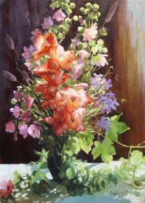 Gladioli and hops. Vedeshina Zinaida