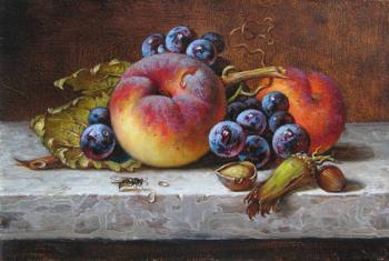 Still life with peach, grapes (copy) ( ). Biryukova Lyudmila