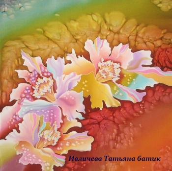 Handkerchief batik "Rainbow of Flowers". Ivlicheva Tatiana