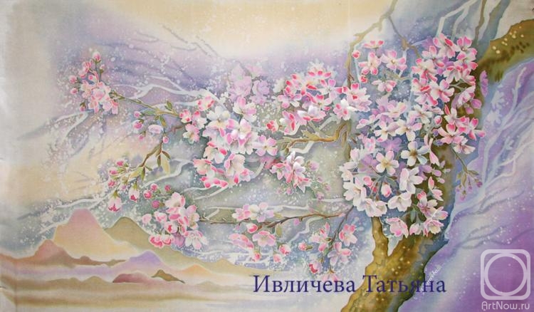 Ivlicheva Tatiana. Batik-panel "Sakura"