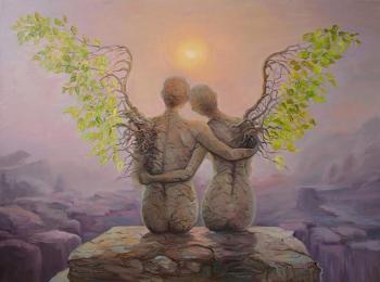 Copy of the painting "Two Wings of Love" by Tomas Alain Koper. Ostraya Elena