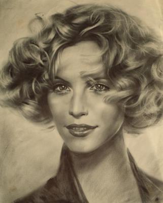 Blonde with curly hair, from a photo. Dobrovolskaya Gayane