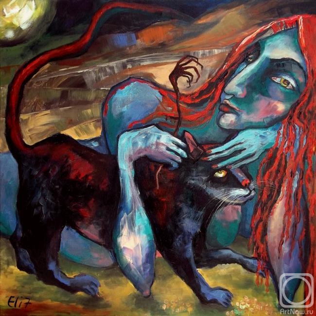 Nesis Elisheva. YOUNG WITCH and HER MATURE CAT