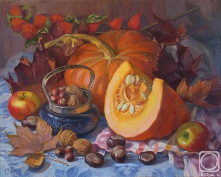 Shumakova Elena. Pumpkins, chestnuts and nuts