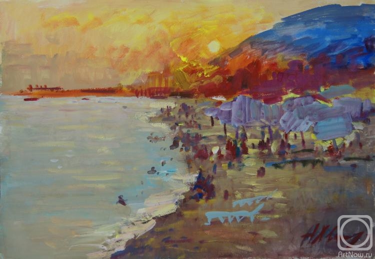 Khvastunova Alla. Sunset on the beach. Black Sea