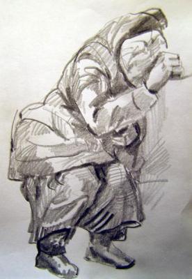 Five minutes sketch in the subway. Gerasimov Vladimir