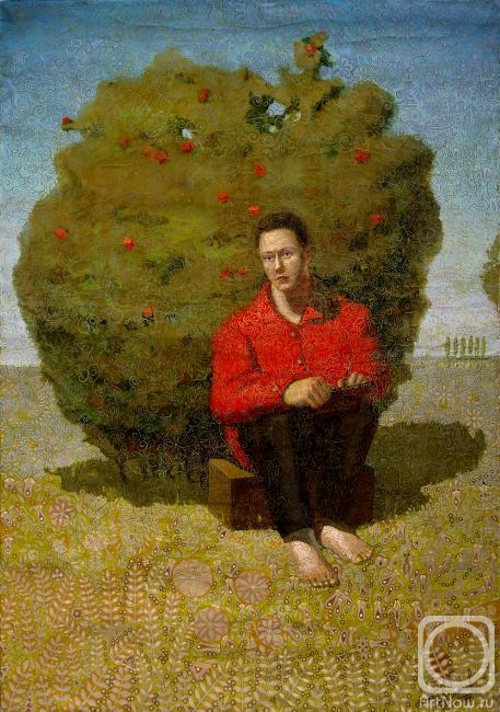 Akindinov Alexey. Self-portrait under a dogrose bush