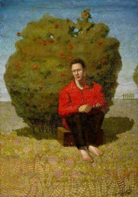 Self-portrait under a dogrose bush. Akindinov Alexey