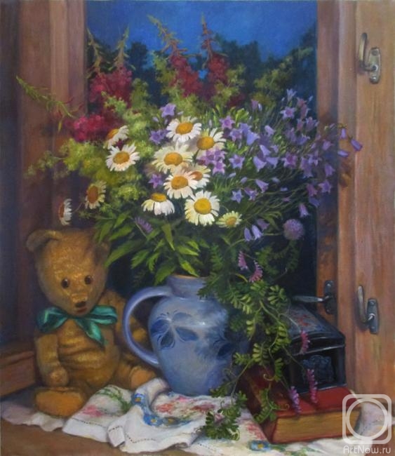 Shumakova Elena. Bear and bouquet