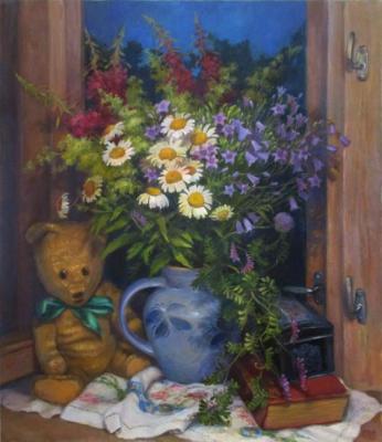 Bear and bouquet. Shumakova Elena