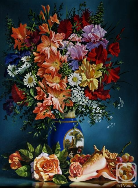 Korotych Anatoliy. Flowers in a blue vase