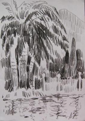 Palm trees on the coast. Khvastunova Alla