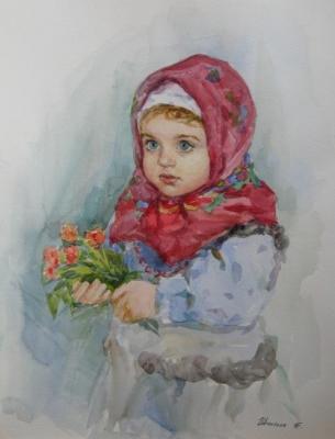 Girl with flowers. Shplatova Tatyana