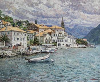 Landscape with boats. Montenegro
