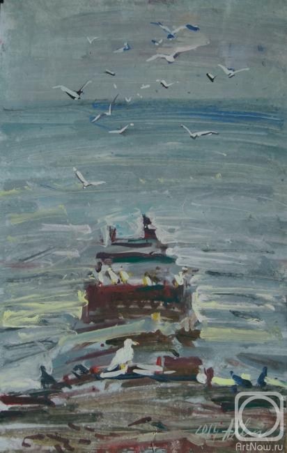 Khvastunova Alla. Rainy day, seagulls