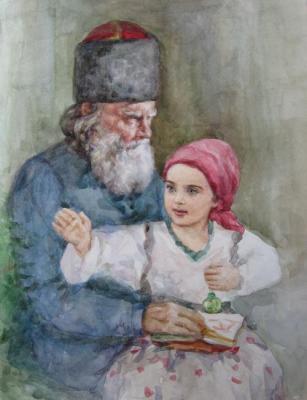 Grandfather and granddaughter. Shplatova Tatyana