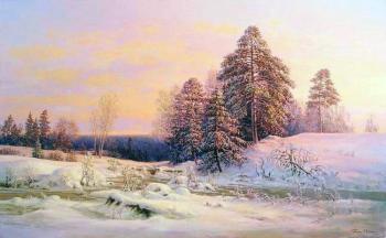 Winter sunset. Last days of winter. Panin Sergey
