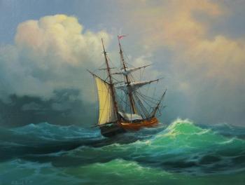 Sailboat on the high seas