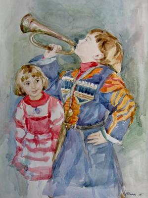 Trumpeter at the party. Shplatova Tatyana