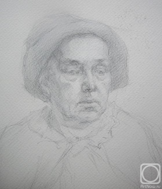 Shplatova Tatyana. Portrait of an elderly woman in a hat