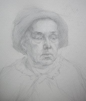 Portrait of an elderly woman in a hat. Shplatova Tatyana