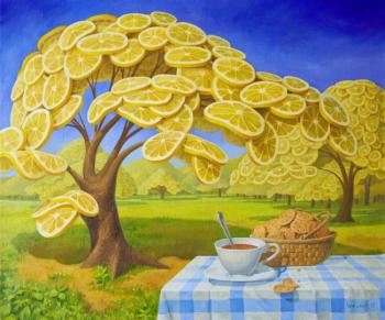 In the lemon garden I drink tea with biscuits. Urzhumov Vitaliy
