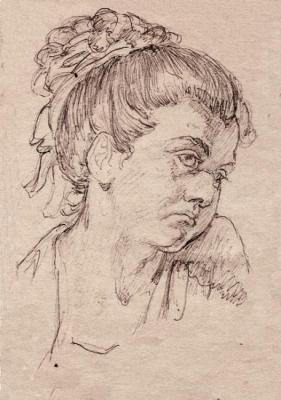 Drawing female head. Tafel Zinovy